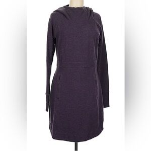 Athleta Blissful Hoodie Cowl Neck Sweater Dress Medium Purple Thumbholes 362815